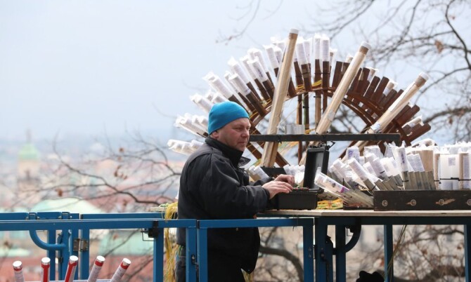 Preparation of the New Year's Fireworks - Prague 2019